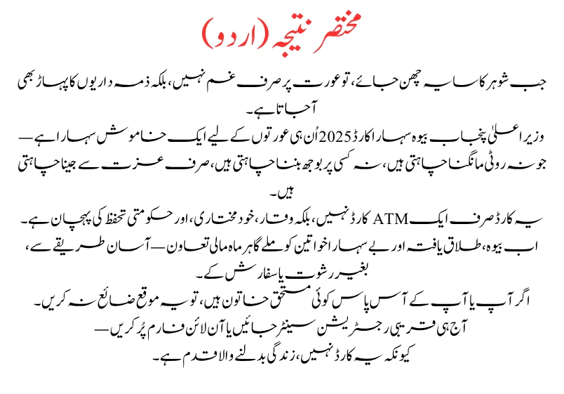 CM Punjab Bewa Sahara Card